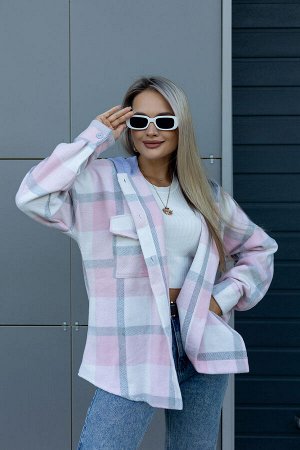 Рубашка женская в клетку с капюшоном