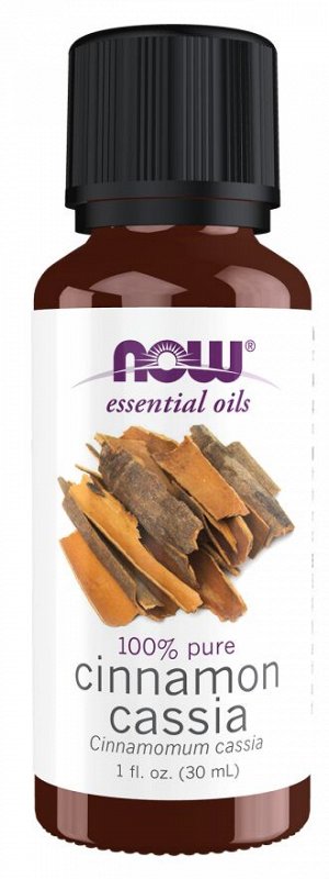 Эфирное масло корицы кассии NOW Essential Oils, 30 мл — натуральное средство с тёплым пряным ароматом для ароматерапии и ухода за кожей
