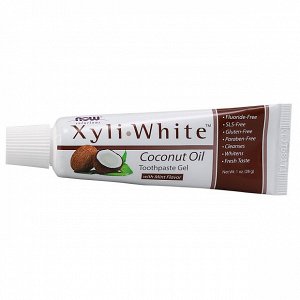 Зубная паста-гель с кокосовым маслом NOW Foods Solution, XyliWhite, 28 г, для гигиены полости рта