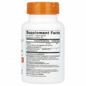 Doctor's Best, Серрапептаза, 90 растительных капсул