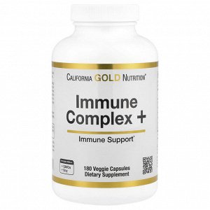 California Gold Nutrition, Immune Complex+, комплекс для укрепления иммунитета с витаминами A, C и D, цинком и селеном, 180 растительных капсул