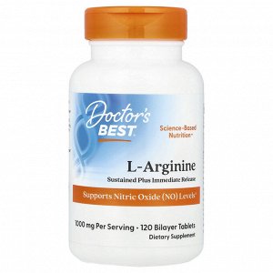 Doctor's Best, L-аргинин, 120 двухслойных таблеток (500 мг на таблетку)