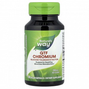Nature's Way, хром (GTF), 200 мкг, 100 веганских капсул