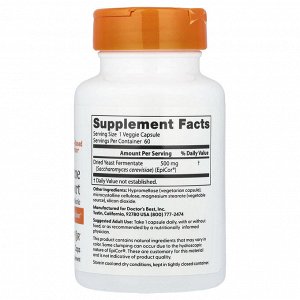Doctor's Best, Постбиотик для поддержки иммунитета, 500 мг, 60 растительных капсул