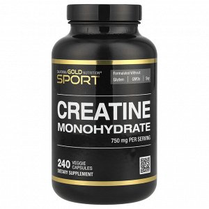 California Gold Nutrition, Sport, креатин, 750 мг, 240 растительных капсул