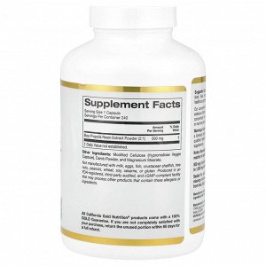 California Gold Nutrition, пчелиный прополис 2X, концентрированный экстракт, 500 мг, 240 вегетарианских капсул