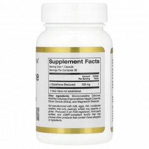 California Gold Nutrition, L-глутатион (восстановленный), 500 мг, 30 растительных капсул
