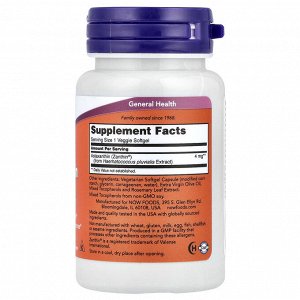 NOW Foods, астаксантин, 4 мг, 60 растительных капсул
