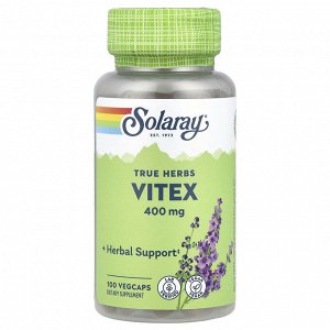 Solaray, True Herbs, витекс, 400 мг, 100 растительных капсул