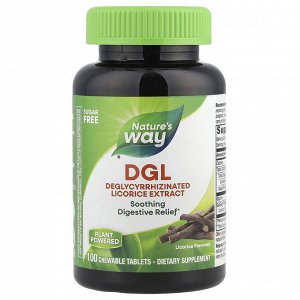 Nature's Way, DGL, деглицирризиновый экстракт солодки, 100 жевательных таблеток