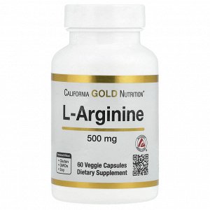California Gold Nutrition, L-аргинин, 500 мг, 60 растительных капсул