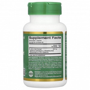California Gold Nutrition, EuroHerbs™, экстракт зверобоя, качество Euromed, 300 мг, 60 растительных капсул