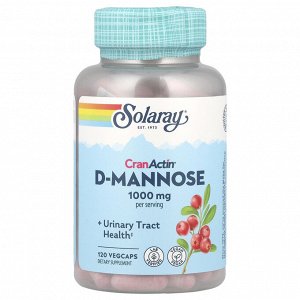 Solaray, CranActin® D-манноза, 1000 мг, 120 растительных капсул (500 мг на растительную капсулу)