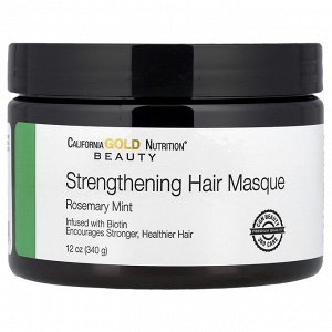 California Gold Nutrition, Beauty, укрепляющая маска для волос, биотин, розмарин и мята, 340 г (12 унций)
