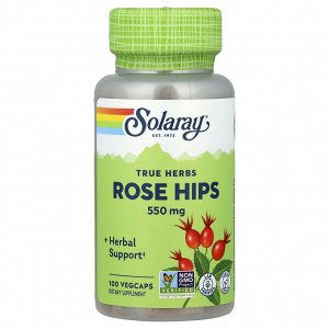 Solaray, True Herbs, шиповник, 550 мг, 100 растительных капсул