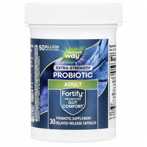 Nature's Way, Fortify®, пробиотик, для взрослых, с повышенной силой действия, 50 млрд, 30 капсул с отсроченным высвобождением