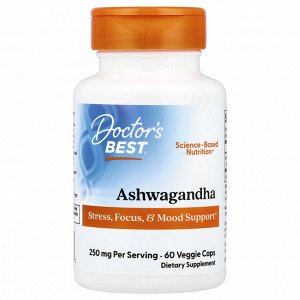 Doctor's Best, ашваганда с Sensoril, 125 мг, 60 вегетарианских капсул