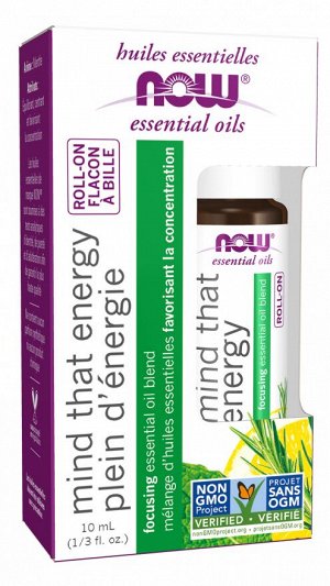 Эфирное масло Mind That Energy NOW Foods, роликовый аппликатор, 10 мл