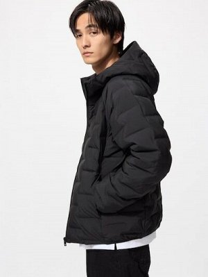 UNIQLO - стёганый пуховик с удобным капюшоном Pufftech - 09 BLACK