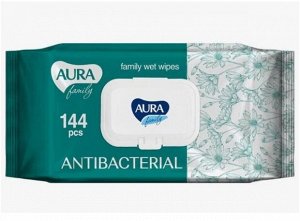 AURA FAMILY Осв. влаж. салфетки с антибак.эфф. big-pack 144 шт