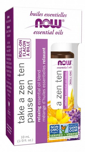 Эфирная смесь для расслабления Take A Zen Ten NOW Foods, роликовый аппликатор, 10 мл, расслабляющее и успокаивающее действие