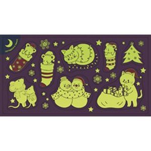 Наклейка Наклейки новогодние "Кошки-мышки" 80*152мм. Отделка: блестки светящиеся (Ценовая группа: Группа 1)