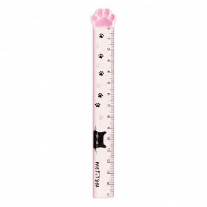 Линейка 15см MESHU ""Paw"", пластиковая, тонированная, с блестками, европодвес