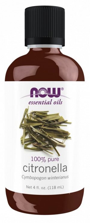 Эфирное масло цитронеллы NOW Essential Oils, 118 мл — натуральное средство с ярким цитрусовым ароматом для освежения и очищения атмосферы