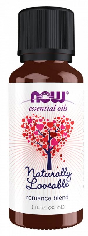 Аромамасло для романтической атмосферы Naturally Loveable NOW Foods — натуральный масляный бленд для гармонии и чувственности, 30 мл