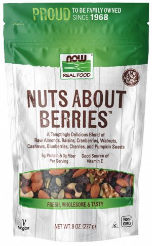 Смесь орехов и ягод Nuts About Berries от NOW Foods, 227 г