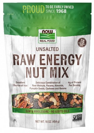 Смесь орехов Raw Energy от NOW Foods, 454 г
