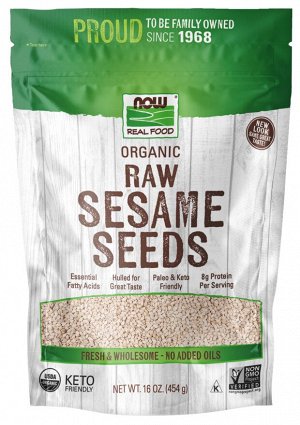Органические очищенные семена кунжута NOW Foods, 454 г