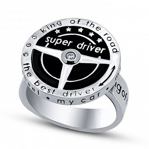 Серебряное кольцо, 21U002W-148, эмаль, куб.цирконий