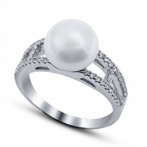 Серебряное кольцо, 21QSIMI01149A-19, жемчуг, куб.цирконий