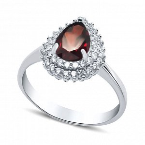 Серебряное кольцо, 210002-32, гранат, куб.цирконий