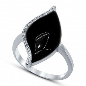 Серебряное кольцо, 21QSJBB00486B-19, оникс, куб.цирконий