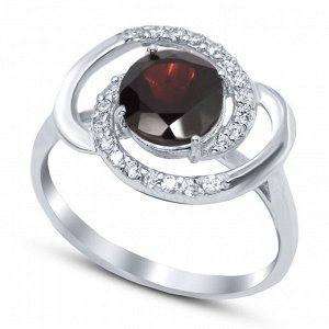 Серебряное кольцо, 21ERAFA01348-19, гранат, куб.цирконий