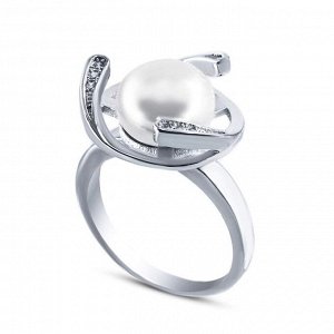Серебряное кольцо, 21SET9273-113, жемчуг, куб.цирконий