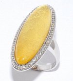 Серебряное кольцо, 21R2093CGS-133, сусальное золото, смола ювелирная, куб.цирконий