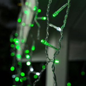 Гирлянда «Бахрома» 3 ? 0.6 м, IP44, УМС, прозрачная нить, 160 LED, свечение зелёное, мерцание белым, 220 В