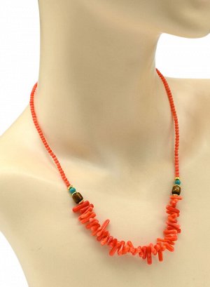 Колье из коралла палочки 12*4мм цвет оранжевый, 46см