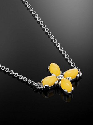 Нежный браслет-цепочка с медовым янтарём «Суприм»