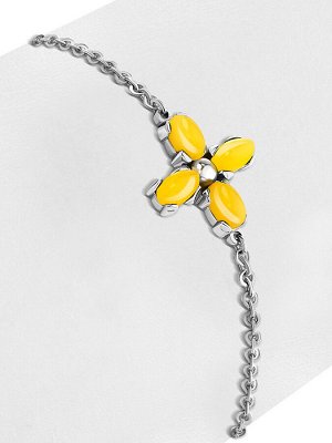 Нежный браслет-цепочка с медовым янтарём «Суприм»