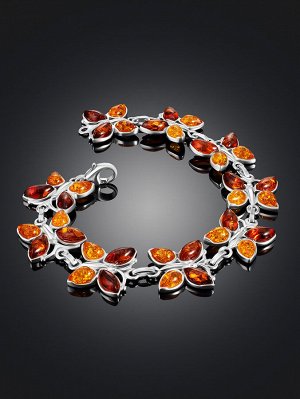 Браслет «Апрель» с коньячным и лимонным янтарём