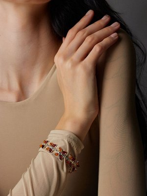 Браслет «Апрель» с коньячным и лимонным янтарём