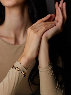 Браслет с янтарём в трёх оттенках «Лаванда»