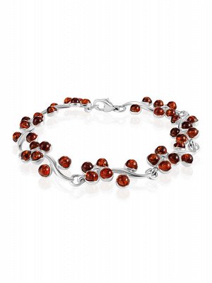 Браслет с янтарём в цветочных мотивах «Лаванда»