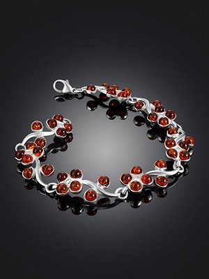 Браслет с янтарём в цветочных мотивах «Лаванда»