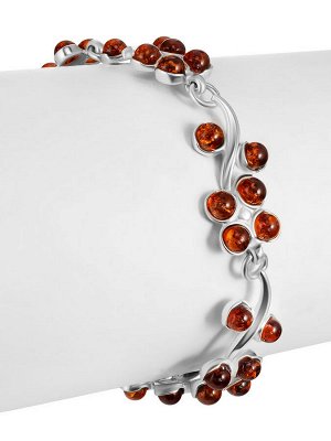 Браслет с янтарём в цветочных мотивах «Лаванда»