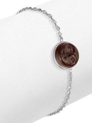 Изящный браслет с резной вставкой из янтаря «Луна»